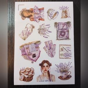 Lavender Cottage Stickers Purple, Brown, Cream Rustic Floral Farmhouse
